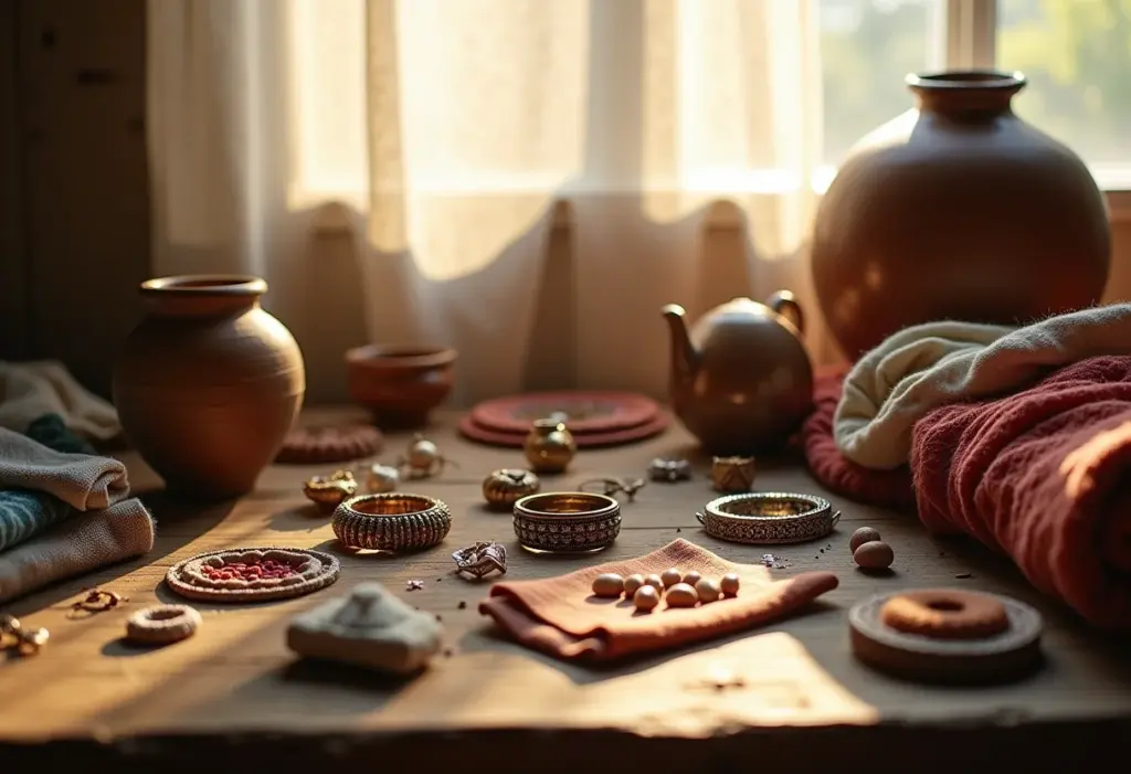 MEI no Instagram: o guia para vender artesanato sem complicação Artesanato diverso exibido em mesa de madeira.