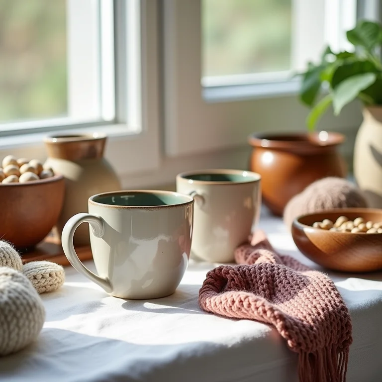 Artesanato diverso sob luz natural