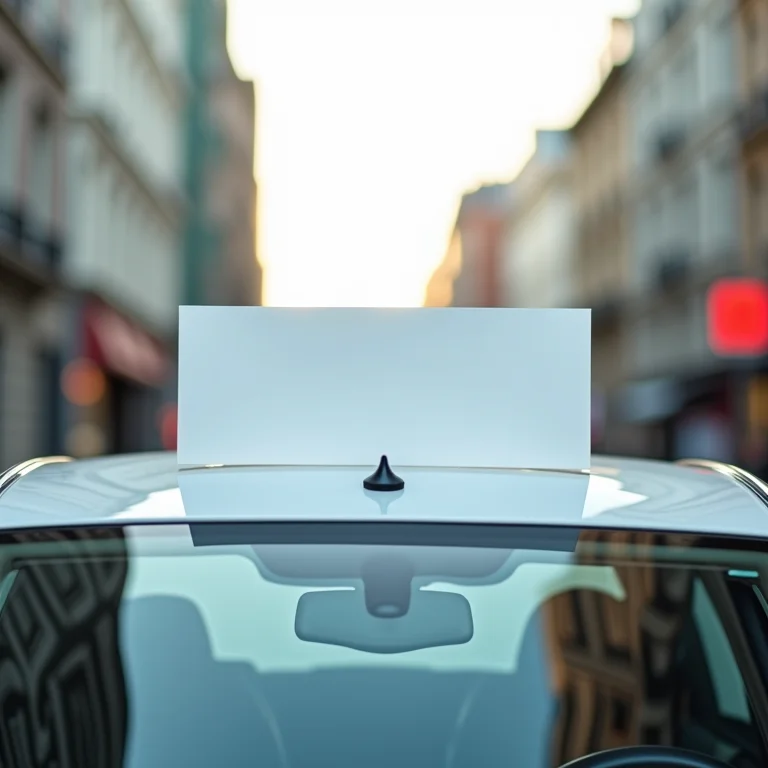 Banner de publicidade minimalista no teto de um carro