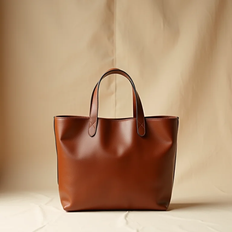 Bolsa de couro artesanal em cenário minimalista