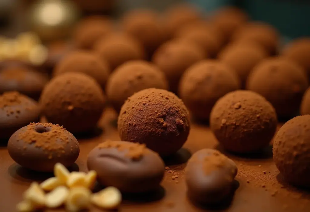 Brigadeiro de nozes caseiro em display elegante