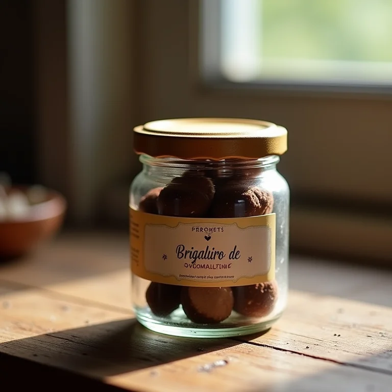 Brigadeiro de Ovomaltine armazenado em pote de vidro