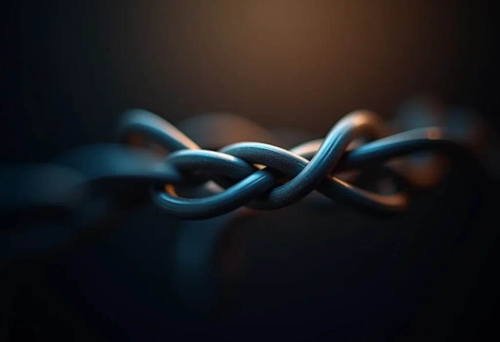 Criptografia: O guia definitivo para proteger seus dados online Cabos de fibra óptica entrelaçados, representando a segurança de dados online.