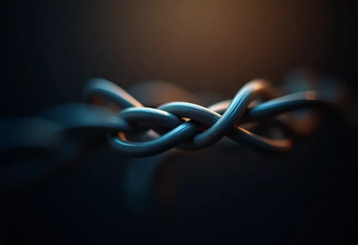 Criptografia: O guia definitivo para proteger seus dados online Cabos de fibra óptica entrelaçados, representando a segurança de dados online.