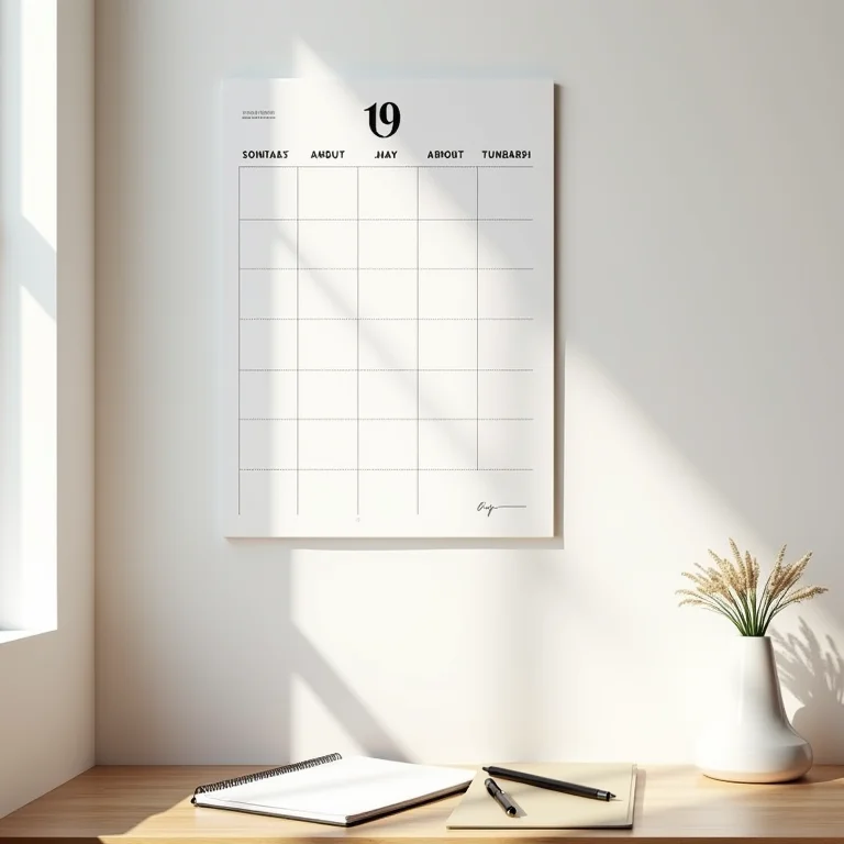 Calendário minimalista com datas importantes para reforma de escadaria