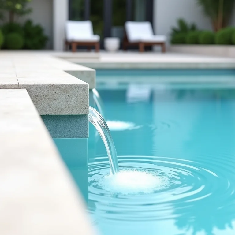 Cascata de embutir em piscina moderna