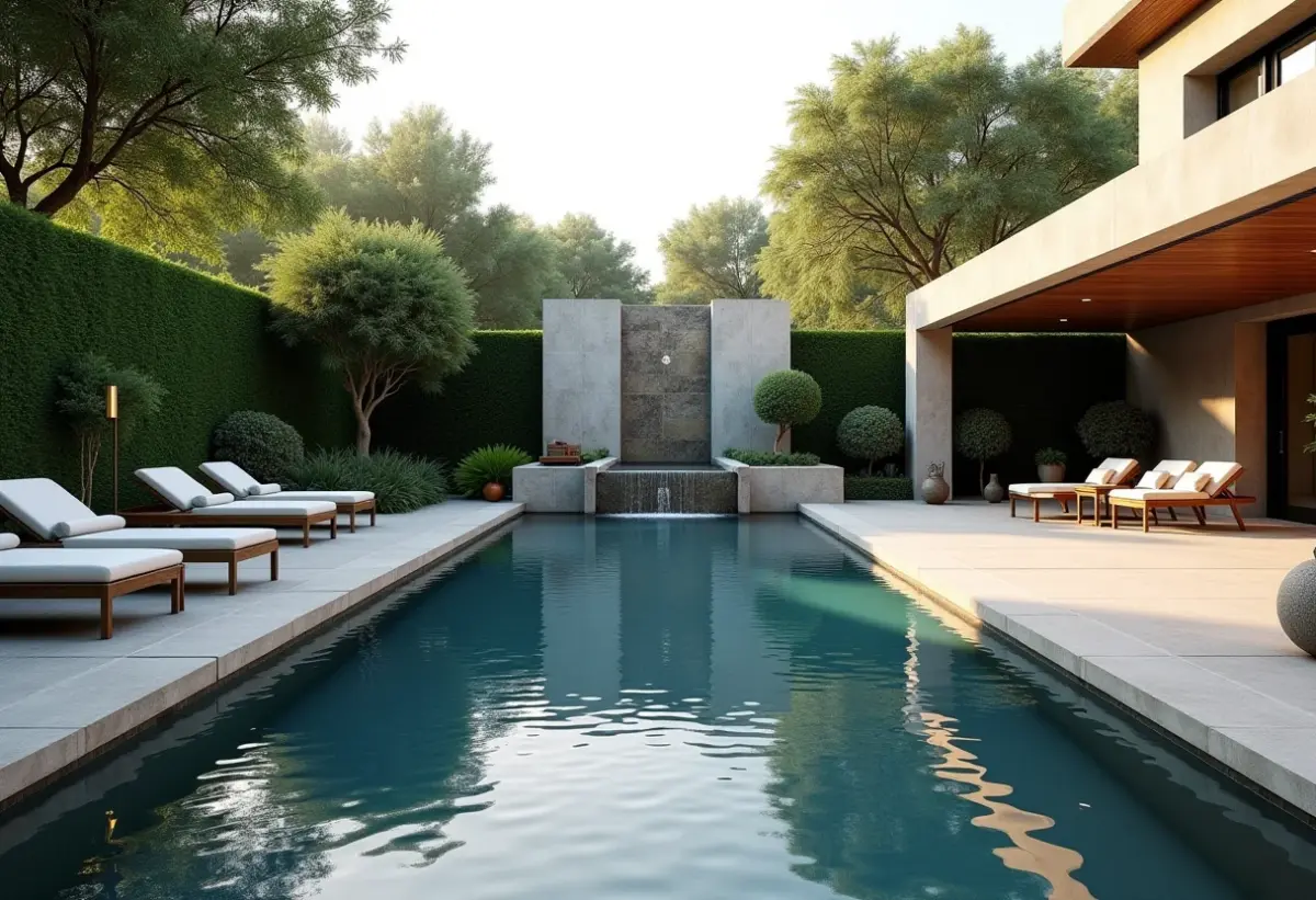 Cascata de luxo em piscina moderna