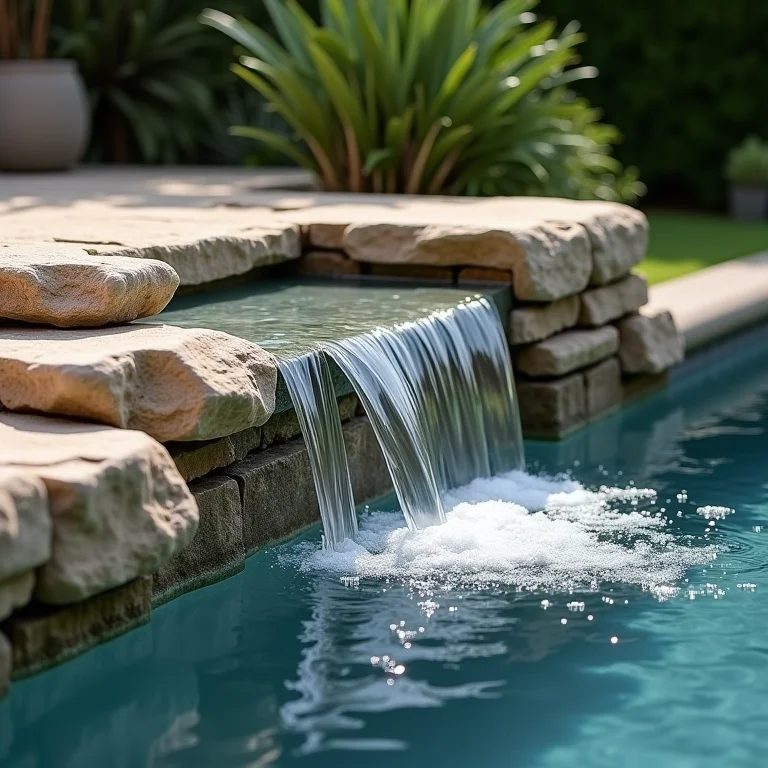 Cascata de pedras naturais para piscina