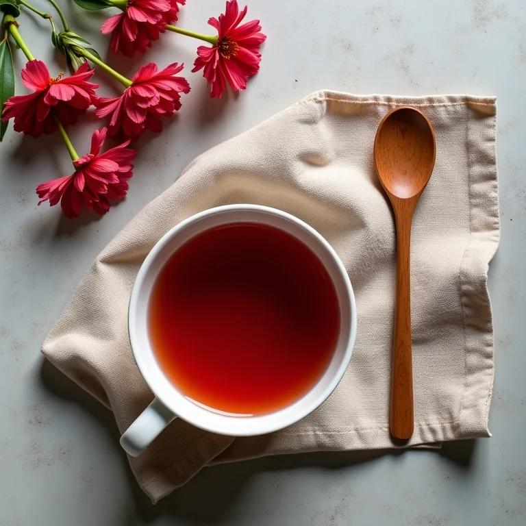 Chá de hibisco em composição minimalista