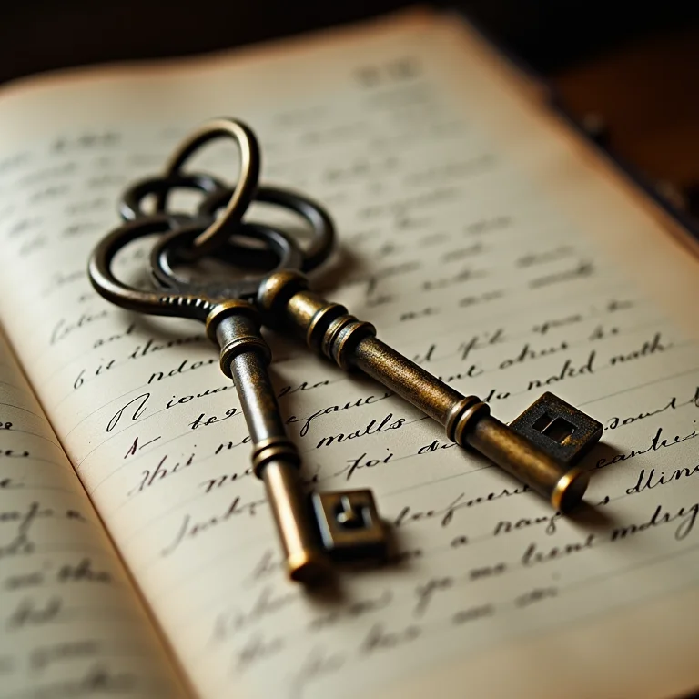 Chaves antigas sobre livro razão.