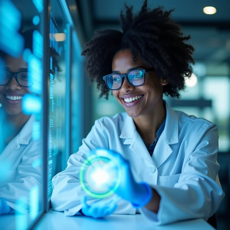Cientista brasileira trabalhando com aplicações quânticas.