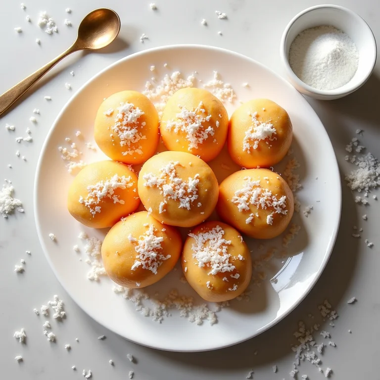 Close-up de beijinhos tradicionais com coco ralado.