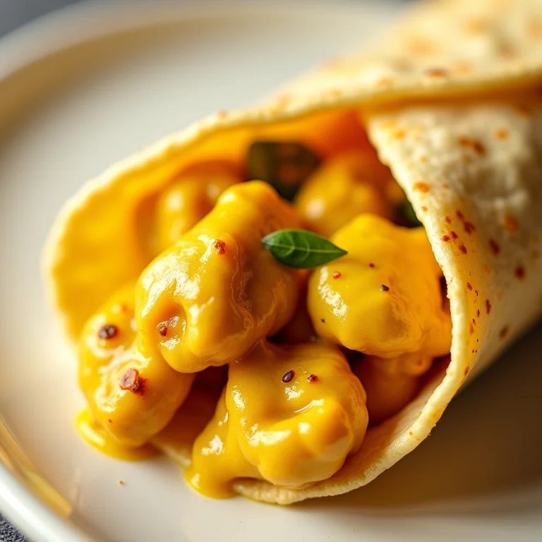 Close-up de um wrap de frango com curry