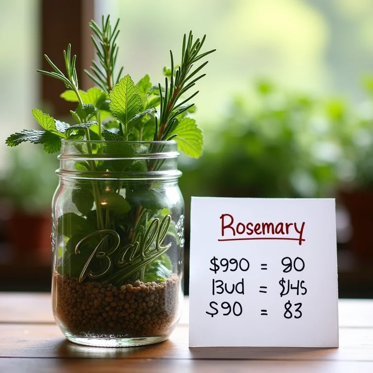 Comparativo de preços entre ervas cultivadas em casa e compradas no supermercado.