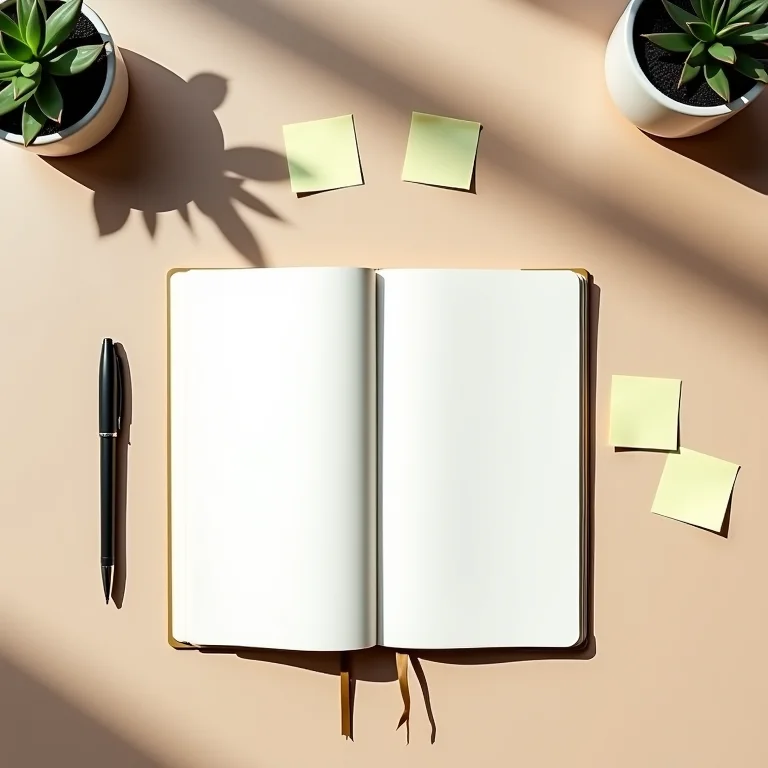 Composição minimalista com pesquisa de satisfação do cliente em um caderno.