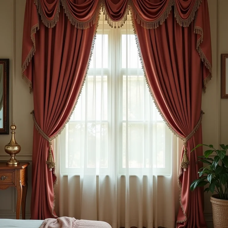 Cortinas complicadas e exageradas em uma sala pequena