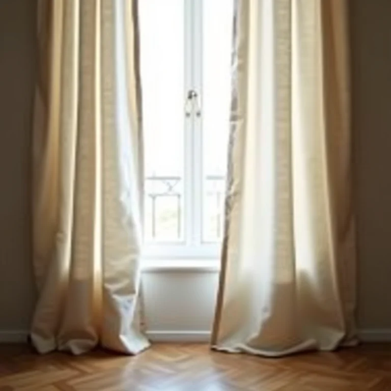 Cortinas penduradas muito altas com espaço visível para o chão