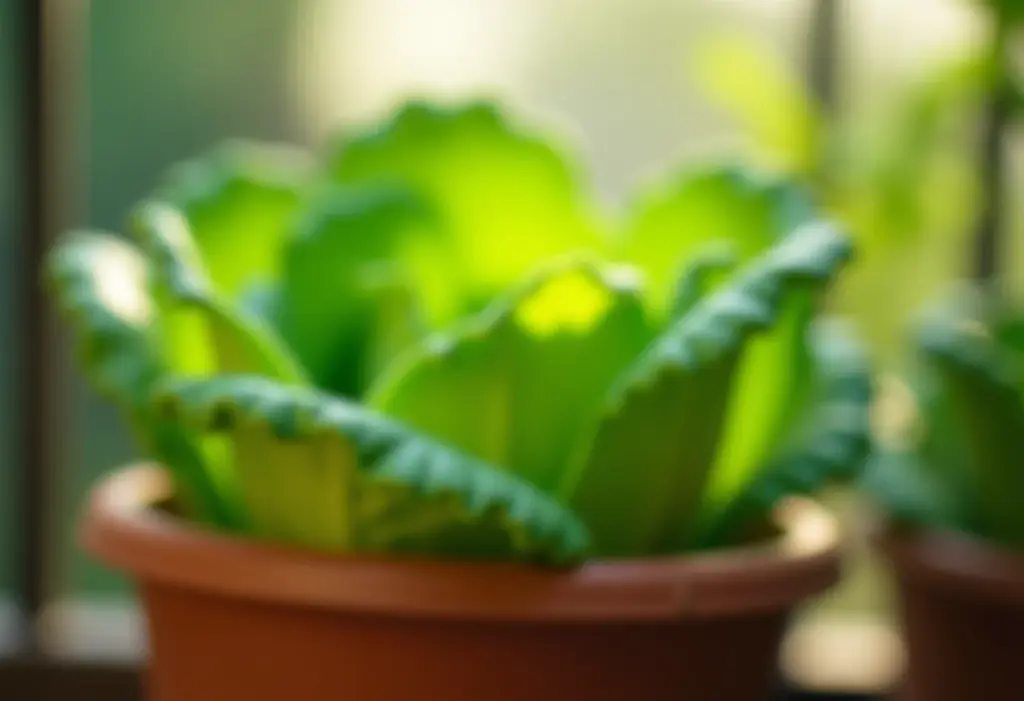 Couve Chinesa em Vaso: Guia Simples para Colher em Casa Couve chinesa crescendo em vaso