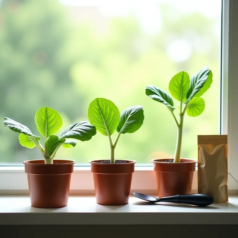 Couve chinesa na janela ensolarada