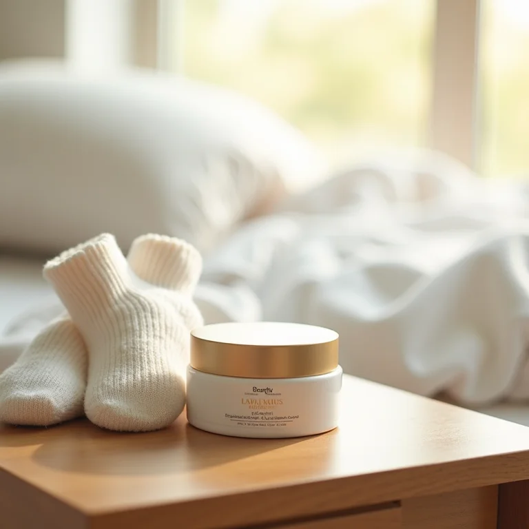 Creme hidratante e meias para os pés em fotografia de produto
