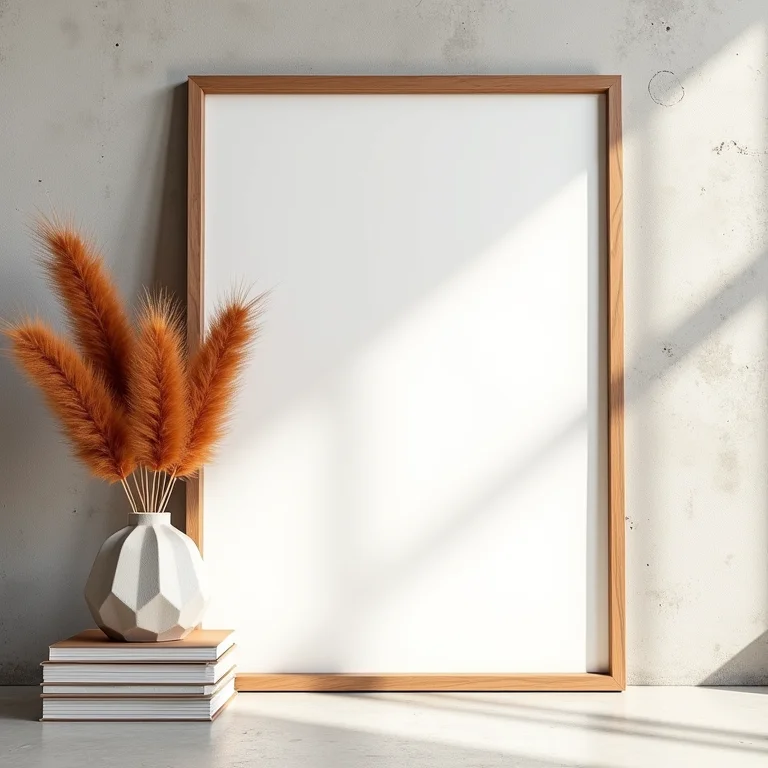 Decoração minimalista com arte conceitual.