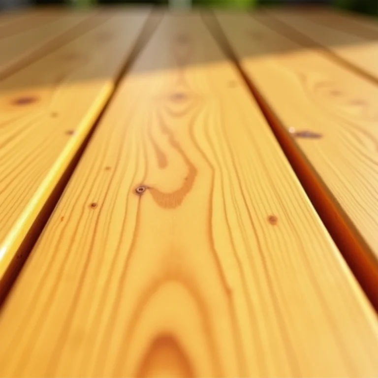 Detalhe da textura e cor da madeira Garapa para decks