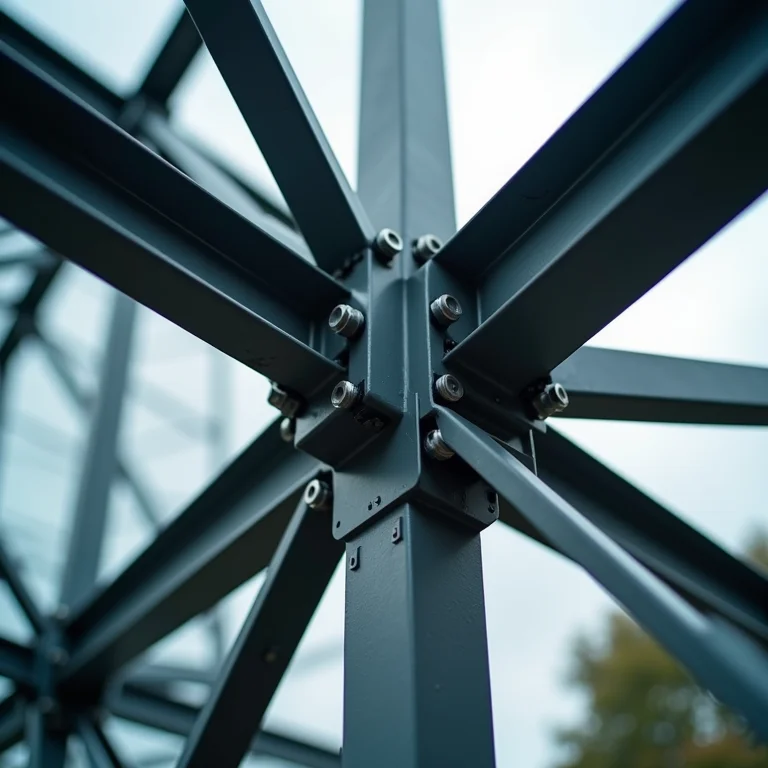 Detalhes da estrutura de aço de uma casa