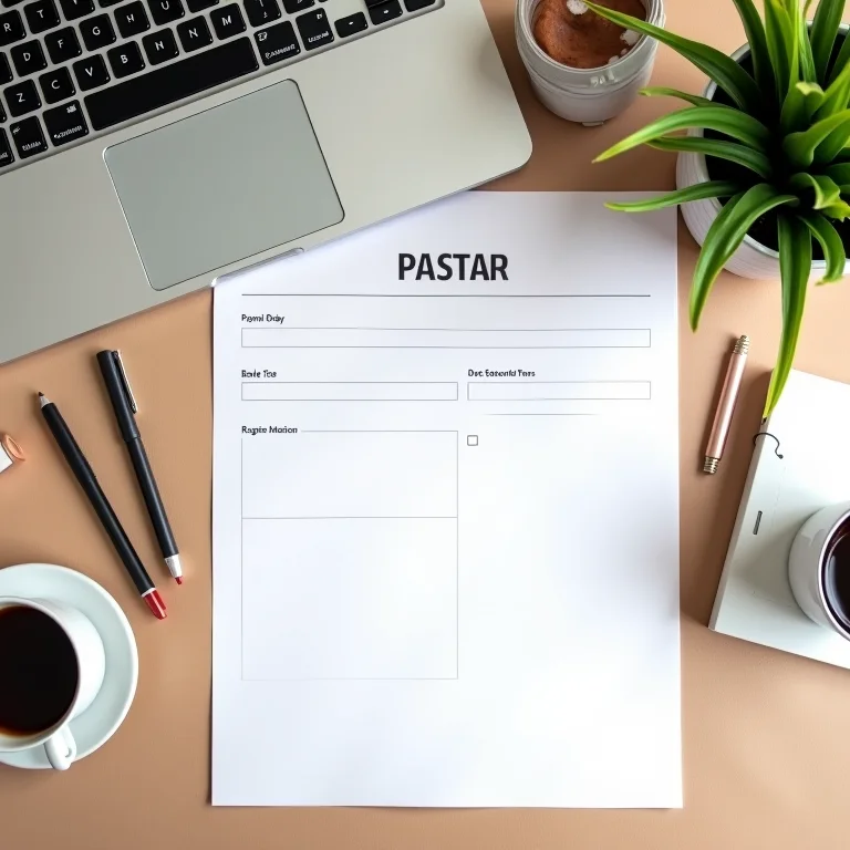 Documentos e laptop mostrando formulário de registro RADAR