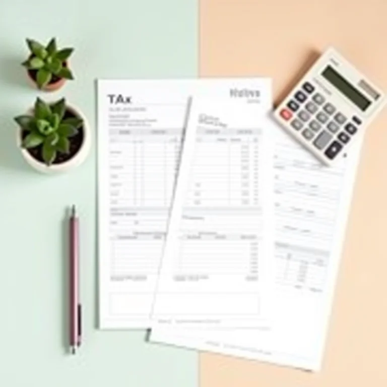 Documentos financeiros e calculadora para organização MEI