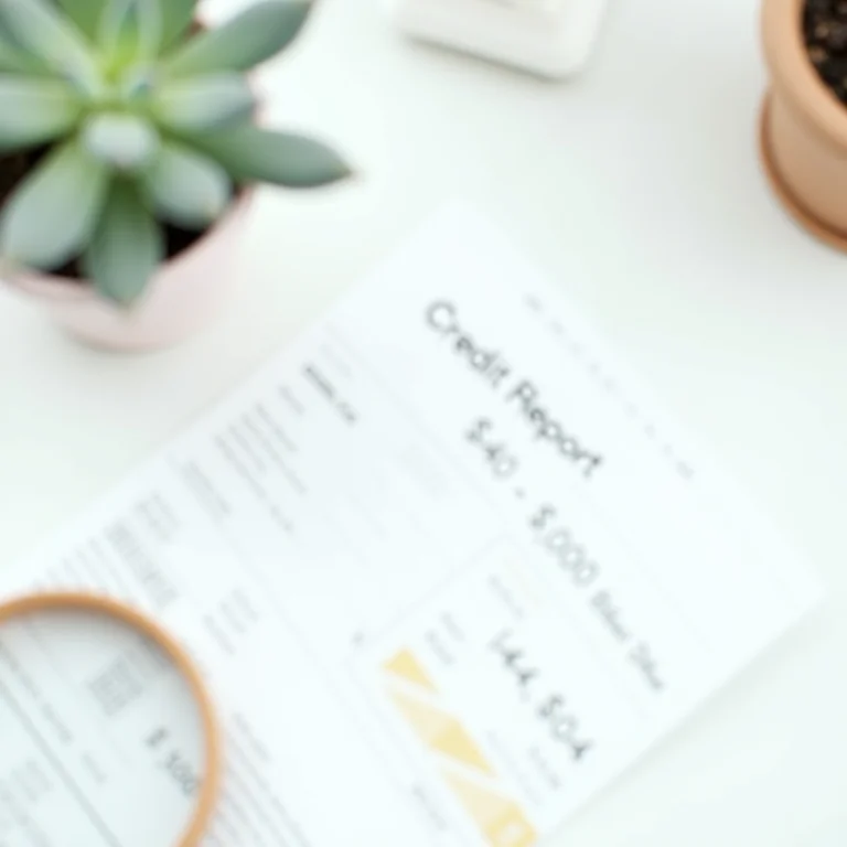 Documentos financeiros e lupa em mesa organizada