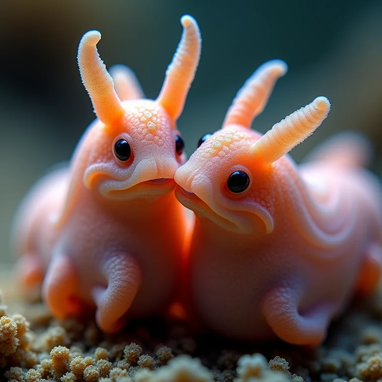 Duas lesmas-do-mar entrelaçadas.