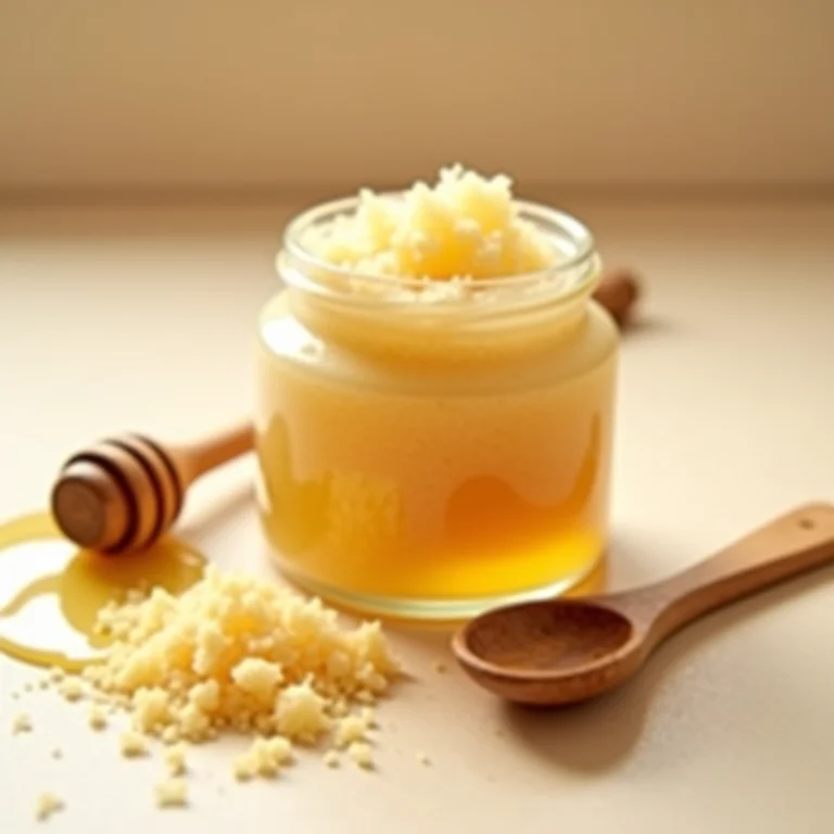 Esfoliante caseiro de açúcar e mel em pote de vidro