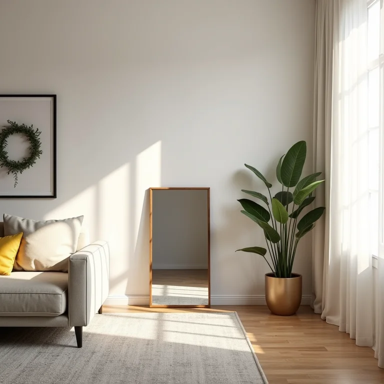 Espelhos estrategicamente posicionados para ampliar sala pequena