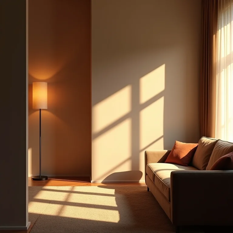 Esquema de iluminação em sala de estar