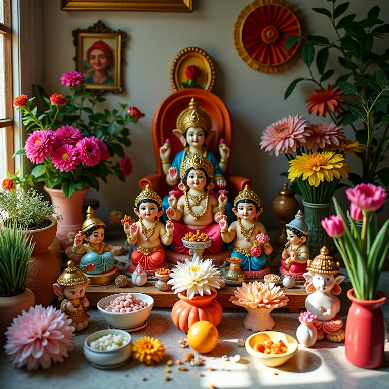 Excesso de objetos decorativos em altar doméstico