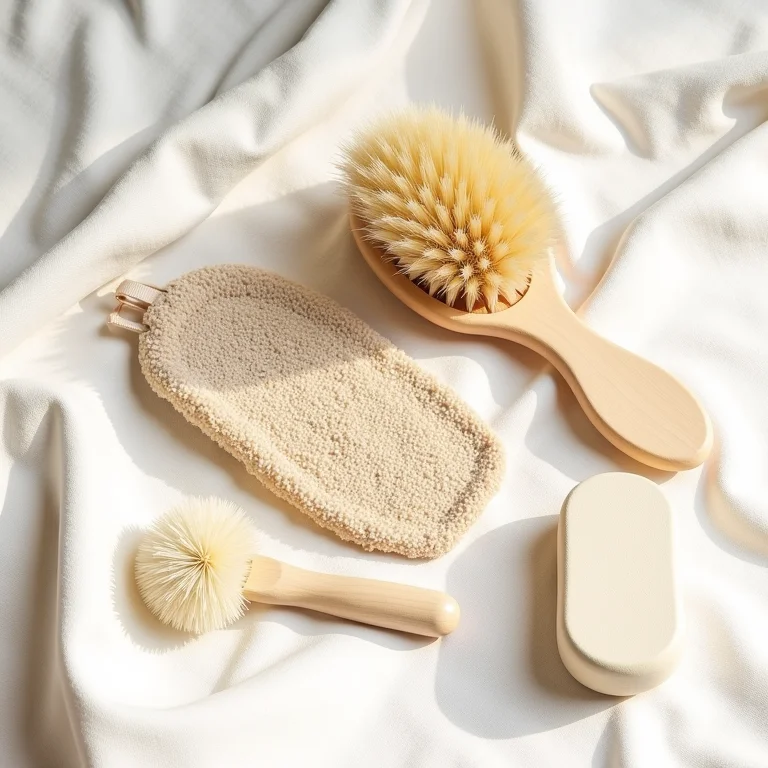 Ferramentas de esfoliação física em close-up