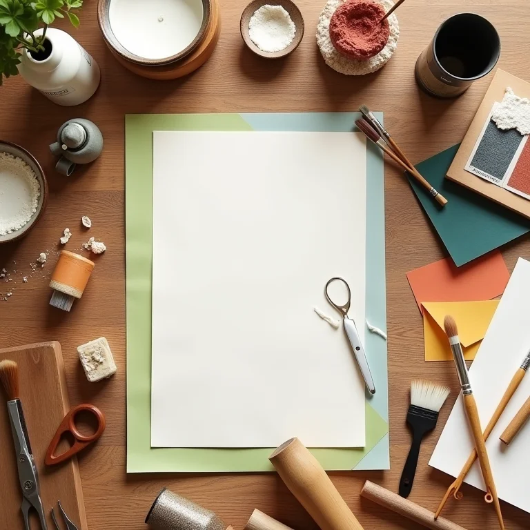 Ferramentas e materiais para criar arte em papietagem.