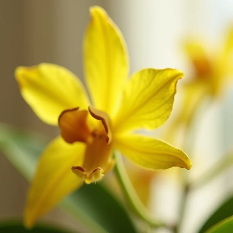Folhas amareladas de orquídea