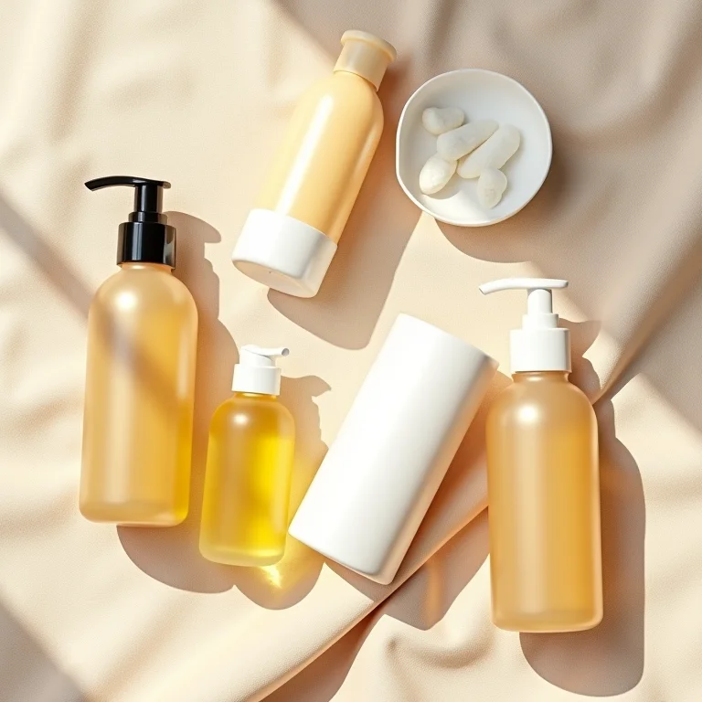 Frascos de óleo de limpeza e pano de algodão