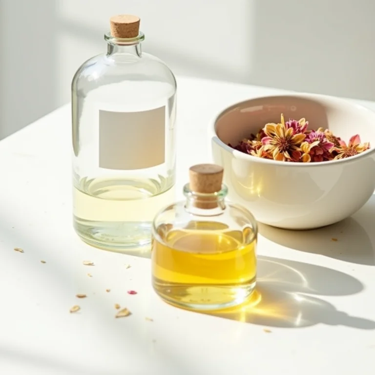 Glicerina, óleo de coco e flores secas para umectação capilar.