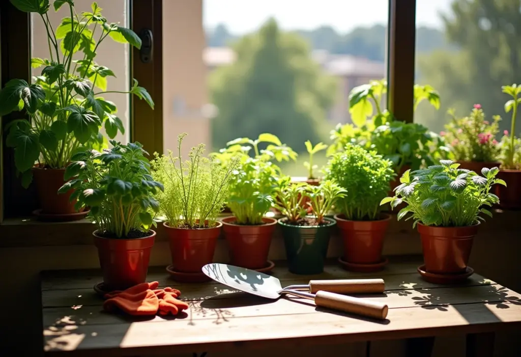 Horta em apartamento: o guia definitivo para iniciantes Horta exuberante em varanda de apartamento ensolarada