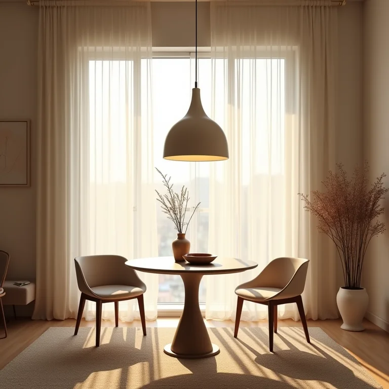 Iluminação indireta e natural valorizando sala e jantar integradas