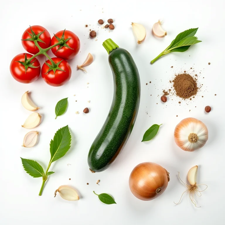 Ingredientes frescos para abobrinha recheada.