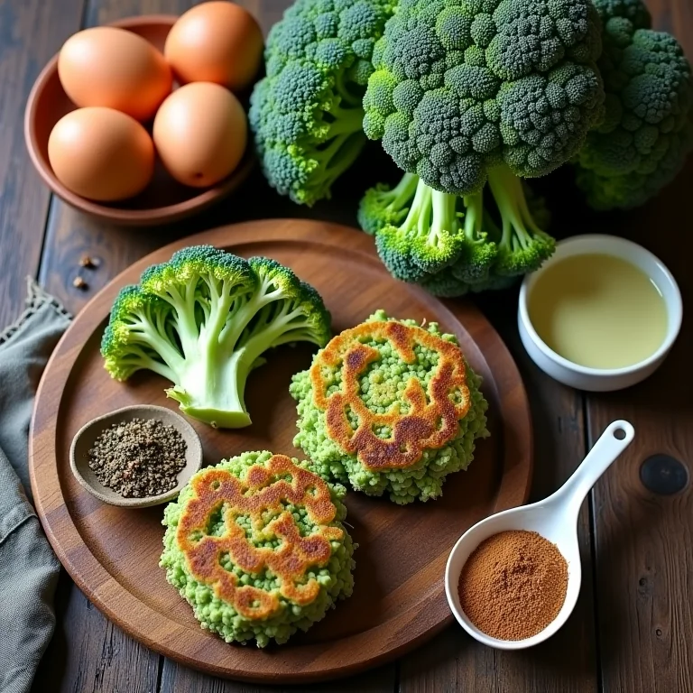 Ingredientes frescos para bolinhos de brócolis nutritivos