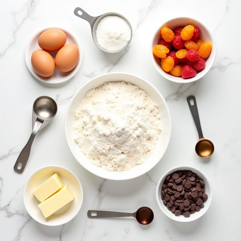 Ingredientes frescos para receita de panetone caseiro.