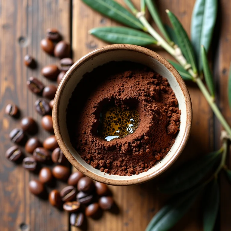 Ingredientes para esfoliante caseiro de café e azeite