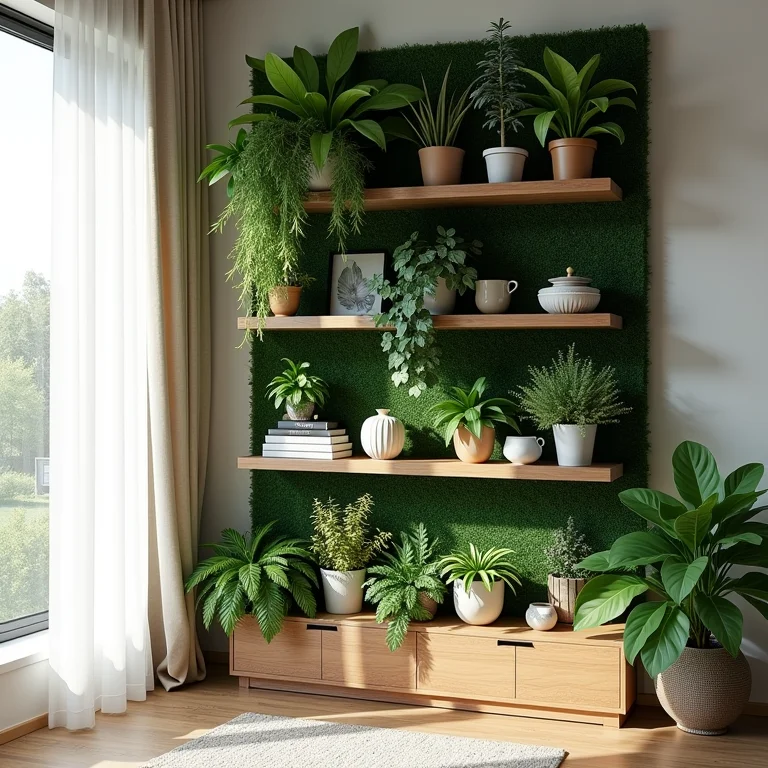 Jardim vertical em sala de estar