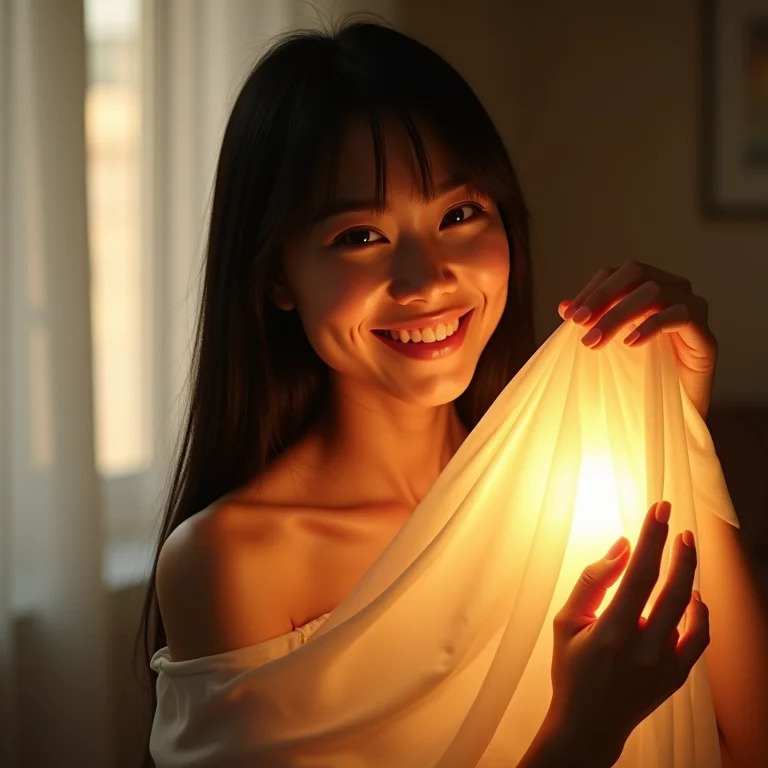 Jovem corrigindo iluminação artificial excessiva em santuário