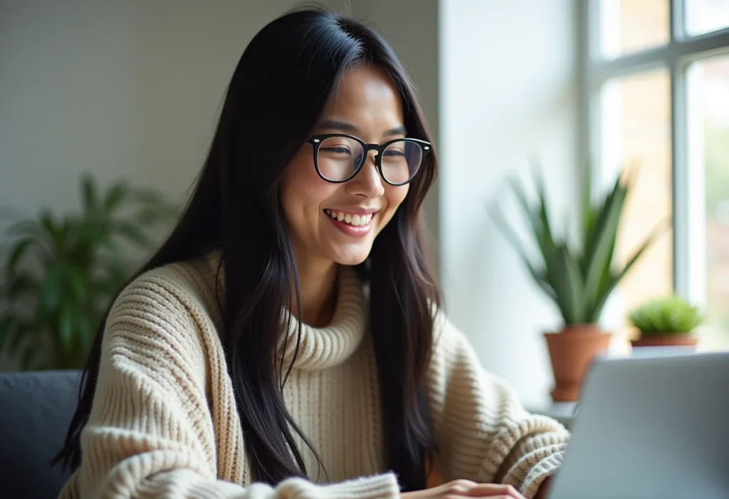 Jovem estudante brasileira participando de aula online