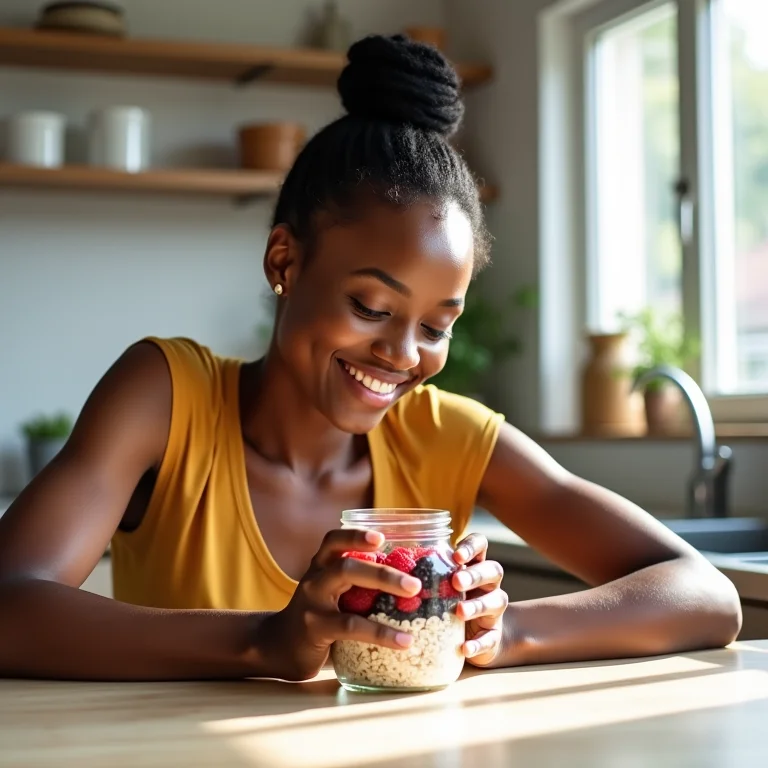 Jovem negra com lanche saudável